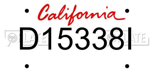 D15338I California License Plate