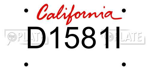 D1581I California License Plate