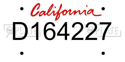 D164227 California License Plate