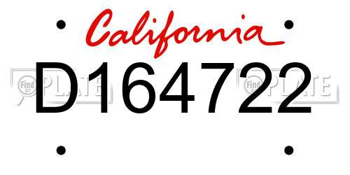 D164722 California License Plate