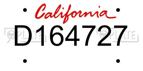 D164727 California License Plate