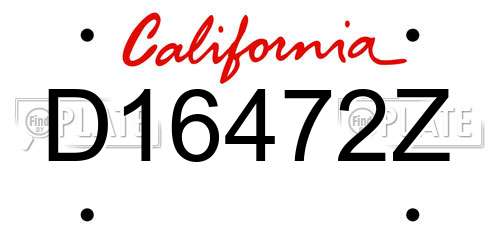 D16472Z California License Plate