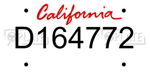 D164772 California License Plate