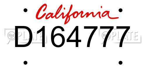 D164777 California License Plate