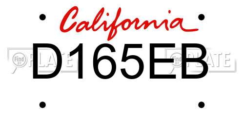 D165EB California License Plate