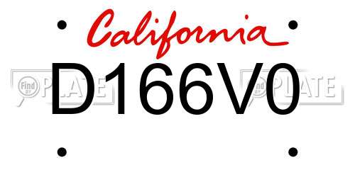 D166V0 California License Plate