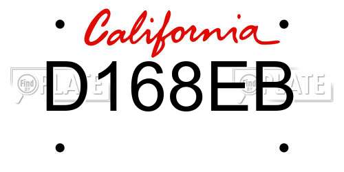D168EB California License Plate