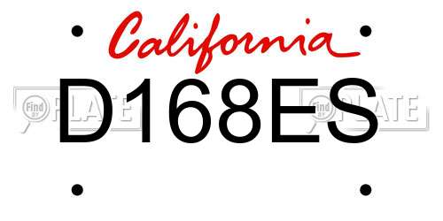 D168ES California License Plate