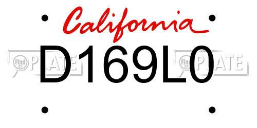 D169L0 California License Plate
