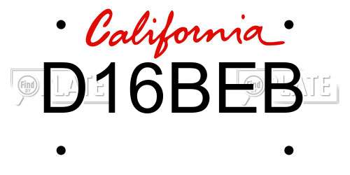 D16BEB California License Plate