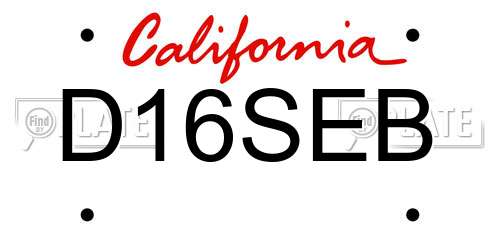 D16SEB California License Plate