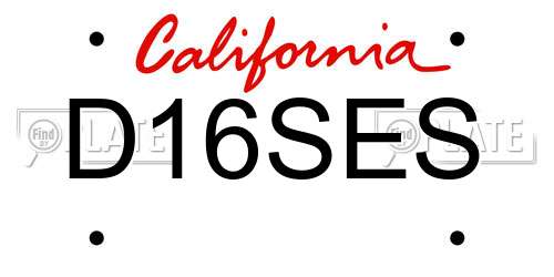 D16SES California License Plate