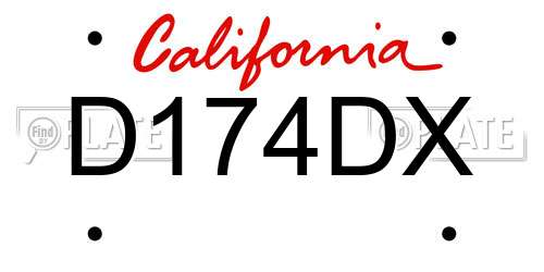 D174DX California License Plate