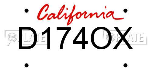 D174OX California License Plate
