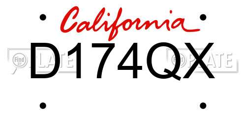 D174QX California License Plate