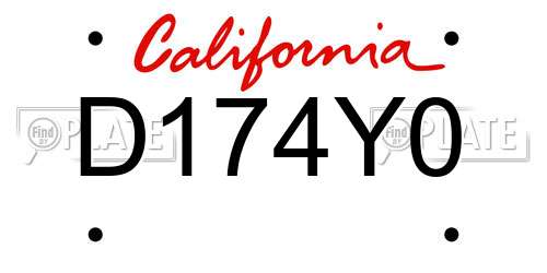 D174Y0 California License Plate