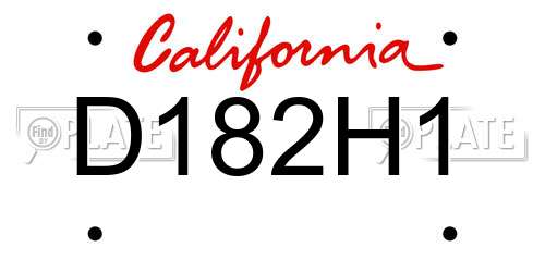 D182H1 California License Plate