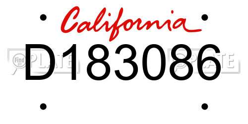 D183086 California License Plate