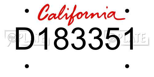 D183351 California License Plate