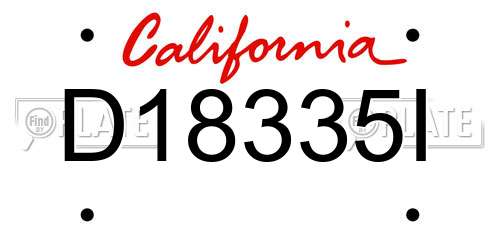 D18335I California License Plate