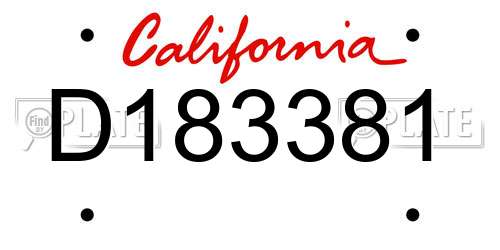 D183381 California License Plate
