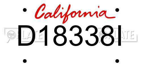 D18338I California License Plate
