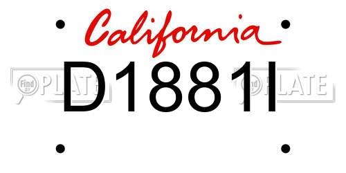 D1881I California License Plate