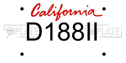 D188II California License Plate