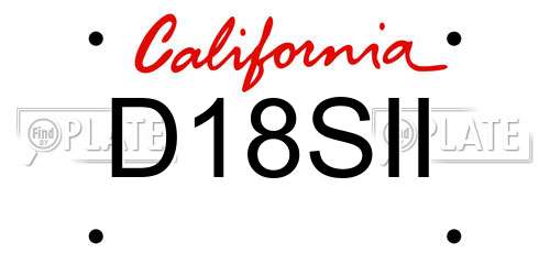 D18SII California License Plate