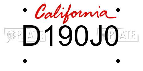 D190J0 California License Plate