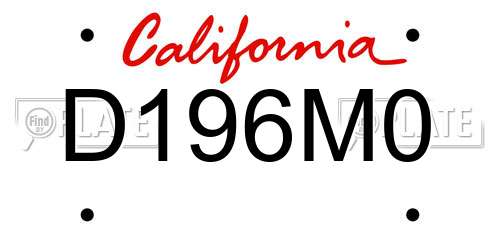 D196M0 California License Plate