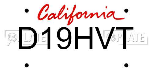 D19HVT California License Plate
