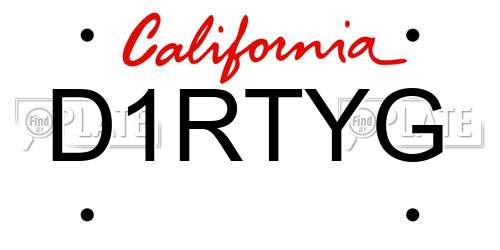 D1RTYG California License Plate