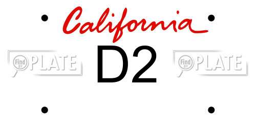 D2 California License Plate