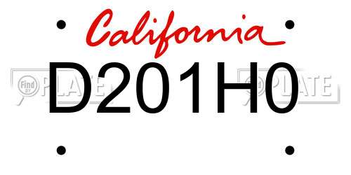 D201H0 California License Plate