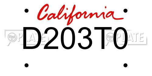 D203T0 California License Plate