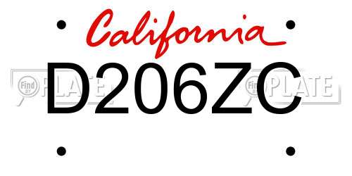 D206ZC California License Plate