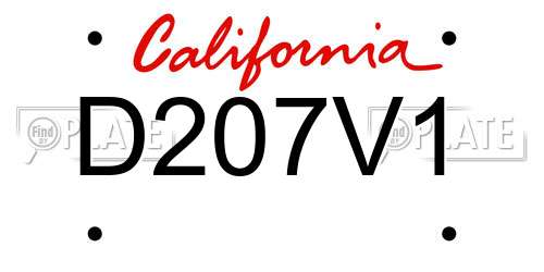 D207V1 California License Plate