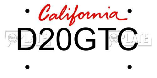D20GTC California License Plate