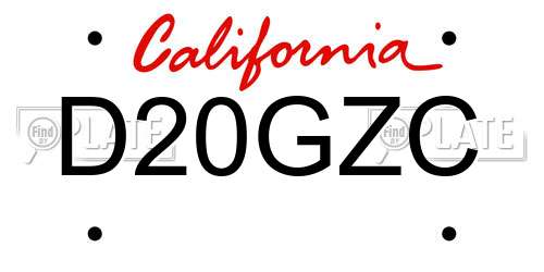D20GZC California License Plate