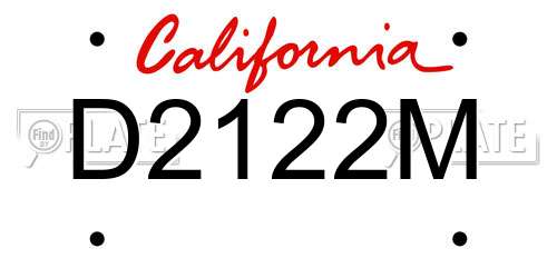D2122M California License Plate