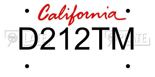 D212TM California License Plate