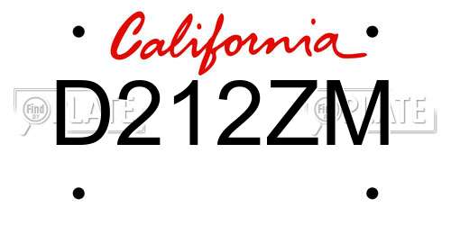D212ZM California License Plate