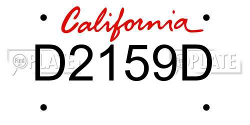 D2159D California License Plate