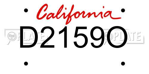 D2159O California License Plate