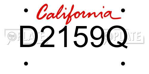 D2159Q California License Plate