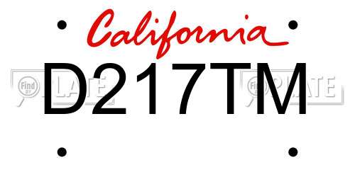 D217TM California License Plate