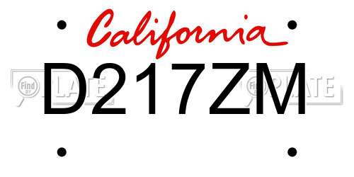 D217ZM California License Plate