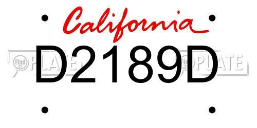 D2189D California License Plate