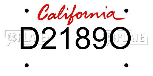 D2189O California License Plate